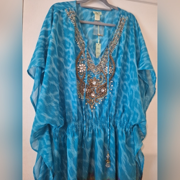 Nouveau Beach Other - Blue Embellished Womens Swimsuit Cover Up NWT 2X Beaded